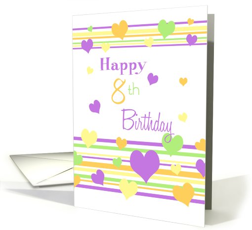 Happy 8th Birthday - Colorful Hearts card (744328)
