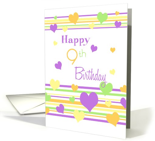 Happy 9th Birthday - Colorful Hearts card (744333)