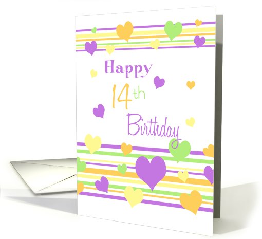 Happy 14th Birthday - Colorful Hearts card (744360)