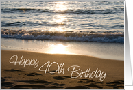 Happy 40th Birthday - Waves at Sunset card