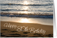 Happy 80th Birthday - Waves at Sunset card