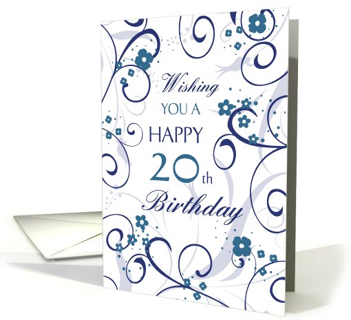 Happy 20th Birthday - Blue Swirls card (744534)
