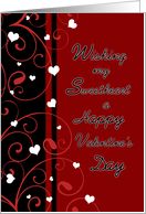 Happy Valentine’s Day for Girlfriend - Red, Black & White Hearts card