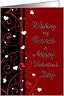 Happy Valentine’s Day for Fiance - Red, Black & White Hearts card