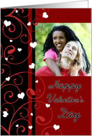 Happy Valentine’s Day Photo Card - Red, Black & White Hearts card