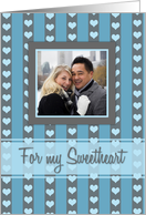 Happy Valentine’s Day Sweetheart Photo Card - Blue Hearts card