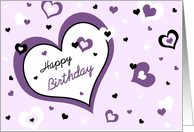 Happy Valentine’s Day Birthday - Lavender Hearts card