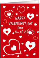 Happy Valentine’s Day from All of Us - Red & White Hearts card