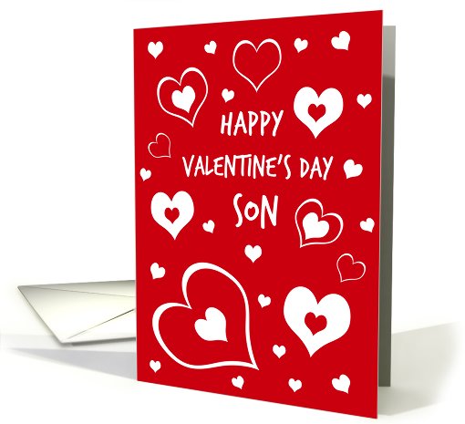 Happy Valentine's Day for Son - Red & White Hearts card (752647)
