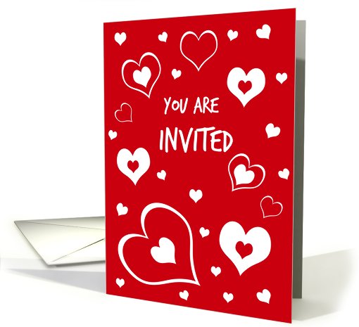 Valentine's Day Party Invitation - Red Hearts card (752677)