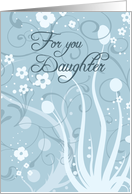 Happy Birthday Daughter - Blue Swirls & Flowers card