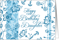 Happy Birthday Daughter - Blue Floral card