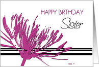 Happy Birthday Sister - Fuchsia & Black Flower card