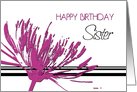 Happy Birthday Sister - Fuchsia & Black Flower card