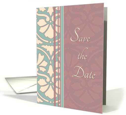 Wedding Save the Date - Antique Turquoise & Rose card (755782)