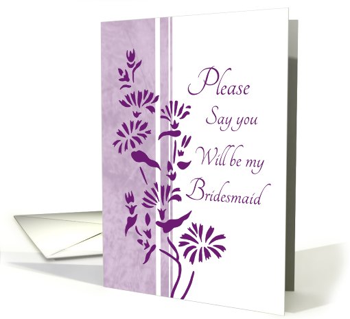 Will you be my Bridesmaid Best Friend - White & Purple Floral card