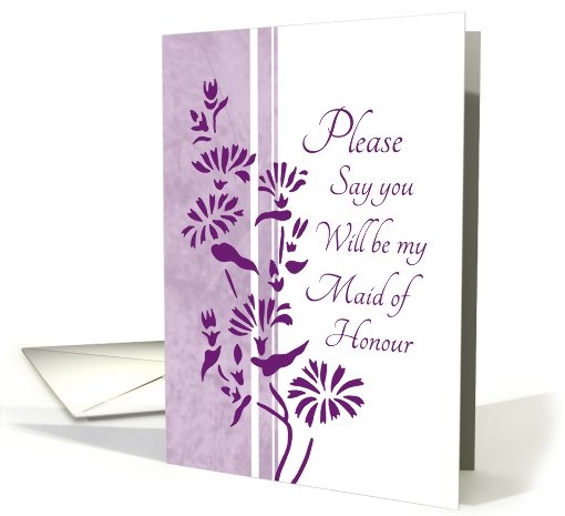 Will you be my Maid of Honour Best Friend - White & Purple Floral card