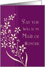 Will you be my Maid of Honour - Plum & Yellow Floral card