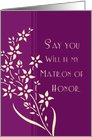 Will you be my Matron of Honor Cousin - Plum & Yellow Floral card