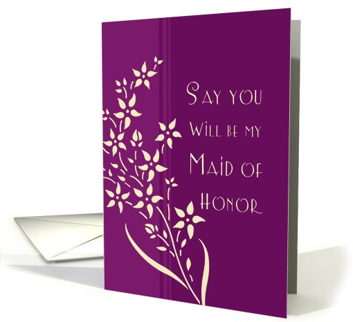 Will you be my Maid of Honor Sister - Plum & Yellow Floral card