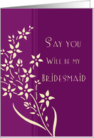 Will you be my Bridesmaid Cousin - Plum & Yellow Floral card