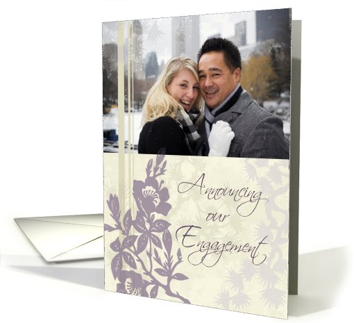 Engagement Announcement Photo Card - Purple Floral card (758886)