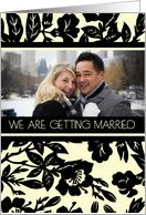 Engagement Announcement Photo Card - Yellow & Black Floral card