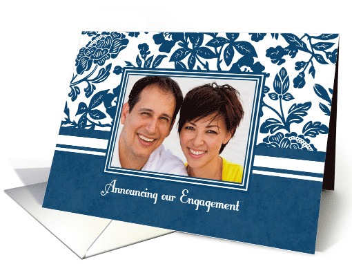 Engagement Announcement Photo Card - Blue Floral card (758890)