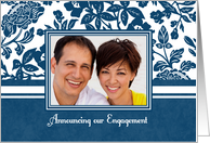 Engagement Announcement Photo Card - Blue Floral card