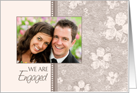 Engagement Announcement Photo Card - Pink Floral card