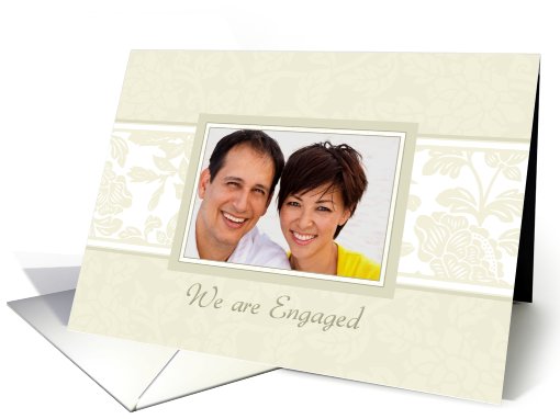 Engagement Announcement Photo Card - Beige Floral card (758947)