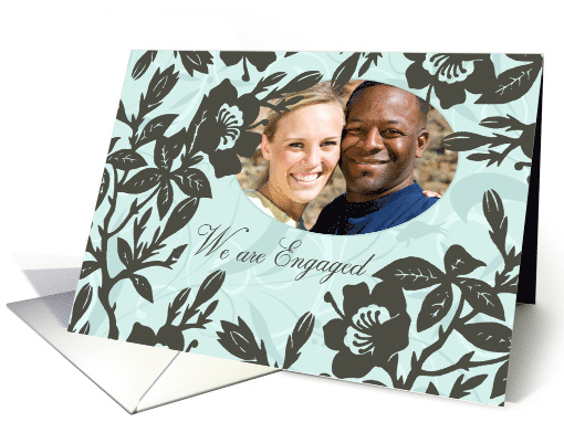 Engagement Announcement Photo Card - Blue Floral card (758951)