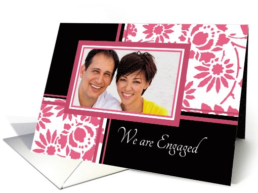 Engagement Announcement Photo Card - Black & Honeysuckle... (758989)