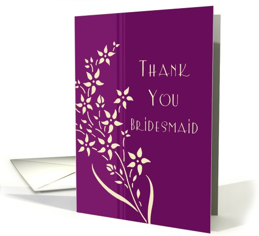 Thank You Bridesmaid for Friend - Plum & Yellow Flowers card (760611)