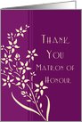 Thank You Matron of Honour for Sister - Plum & Yellow Flowers card