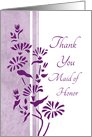 Thank You Maid of Honor for Best Friend - White & Purple Flowers card