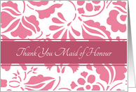 Thank You Maid of Honour - White & Honeysuckle Pink Floral card