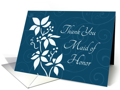 Thank You Maid of Honor for Sister - Turquoise Floral card (763475)