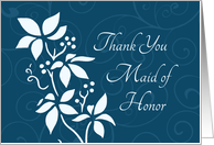 Thank You Maid of Honor for Sister - Turquoise Floral card