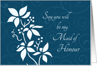 Will you be my Maid of Honour Best Friend Invitation - Turquoise Floral card