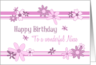Happy Birthday Niece - Pink & Purple Flowers card