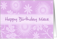 Happy Birthday Niece - Purple Flowers card