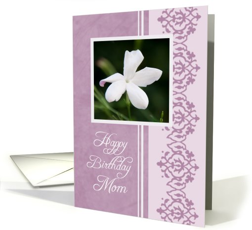 Happy Birthday Mom from Son - Purple & White Flower card (764516)