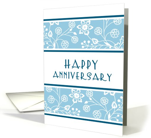 Happy Employment Anniversary - Blue & White Floral card (765125)