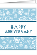 Happy Employment Anniversary - Blue & White Floral card