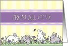 Happy Easter from our House to Yours - Yellow and Purple Easter Bunnies card