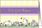Happy Easter for Niece - Yellow and Purple Easter Bunnies card
