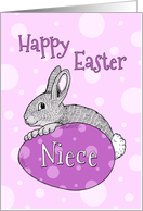 Happy Easter for Niece - Pink Easter Bunny card