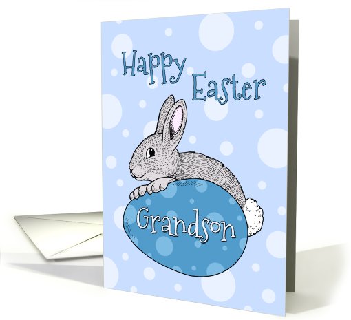 Happy Easter for Grandson - Blue Easter Bunny card (766970)