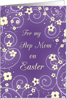 Happy Easter for Step Mom - Purple & Yellow Flowers card